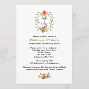 Convites Enfermeira floral do caduceus que fixa a graduação