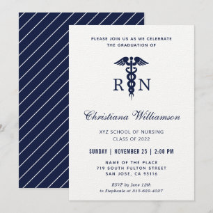 Convites Enfermeira Registrada Caduceus - Graduação Minimal