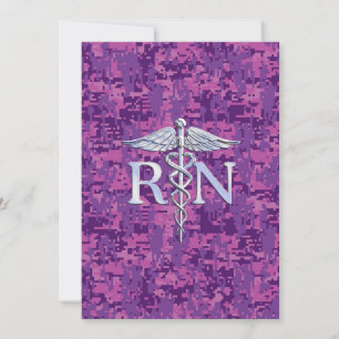 Convites Enfermeira Registrada RN Caduceus em Pink Camo