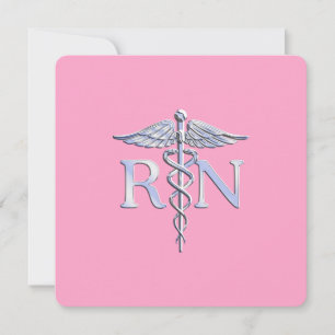 Convites Enfermeira Registrada RN Caduceus em Rosas claro