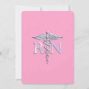 Convites Enfermeira Registrada RN Caduceus em Rosas claro