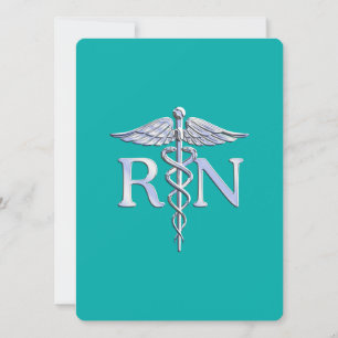 Convites Enfermeira Registrada RN Caduceus em Turquoise