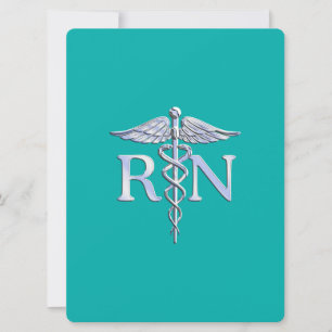 Convites Enfermeira Registrada RN Caduceus em Turquoise