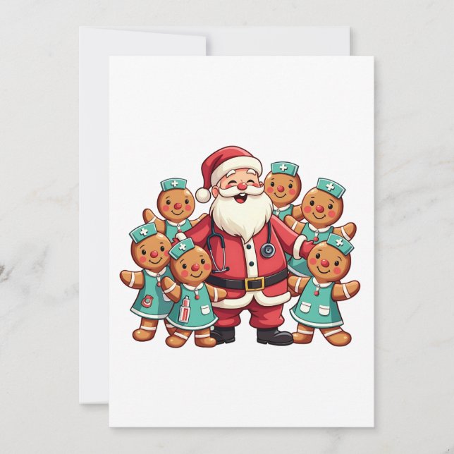 Convites Enfermeiras de pão Natal Santa Claus (Frente)