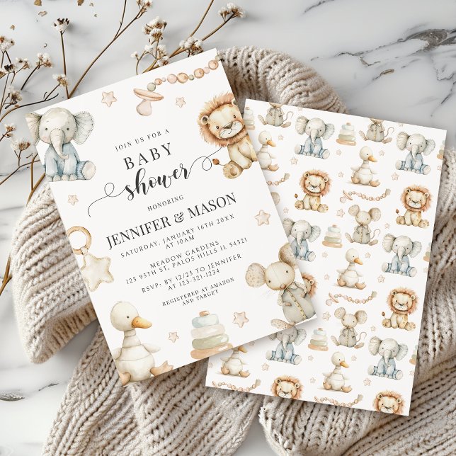 Convites Enfermeiro de Chá de fraldas animal neutro em term (Criador carregado)