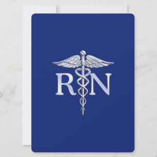 Convites Enfermeiro Registrado RN Caduceus em Azul Marinho