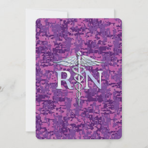 Convites Enfermeiro Registrado RN Caduceus em Pink Camo
