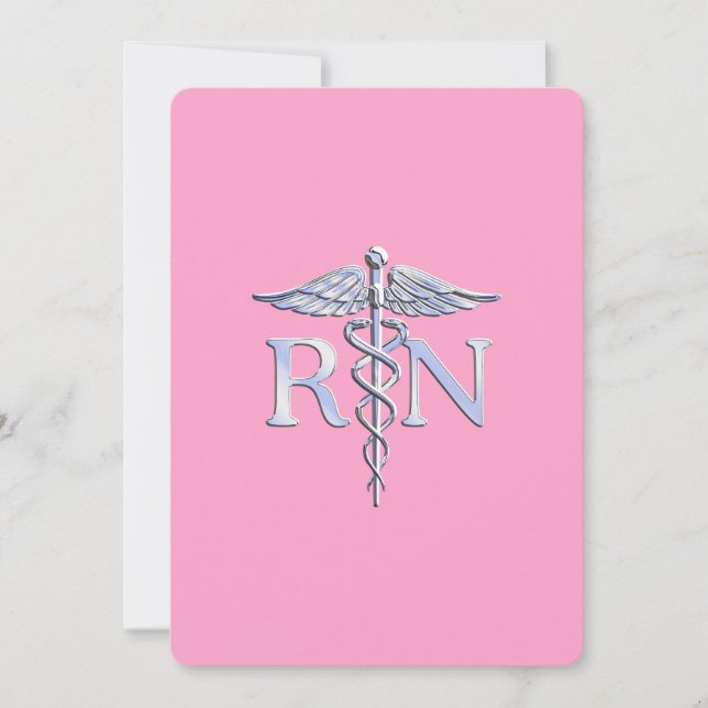Convites Enfermeiro Registrado RN Caduceus em Rosas claro (Frente)