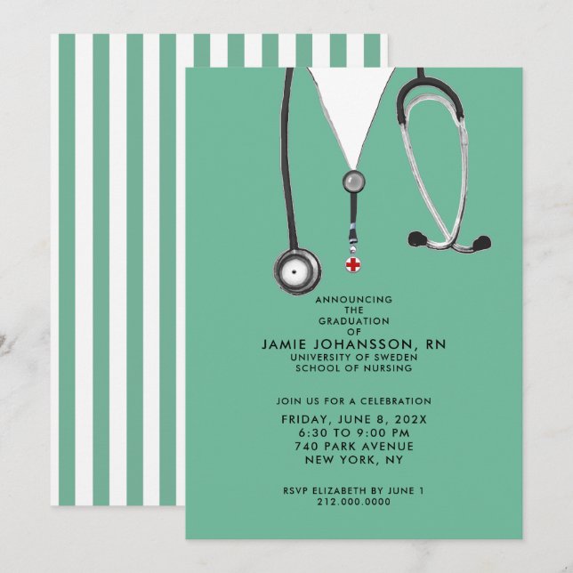 Convites Enfermeiros Festas de formatura (Frente/Verso)