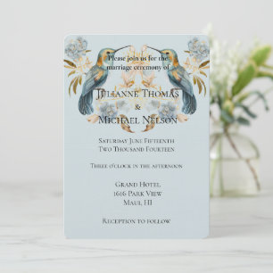 Convites Enfumaçado Azul Hummingbird Hydrangea Flowers Casa