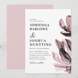 Convites Enfumaçado Elegante Flores Texto Lateral Dusty Cas