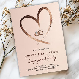 Convites Engagement party invitation with a gold heart