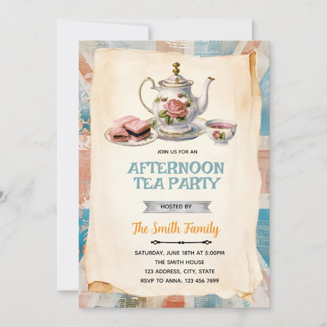 Convites English Afternoon Tea party Invitation (Frente)