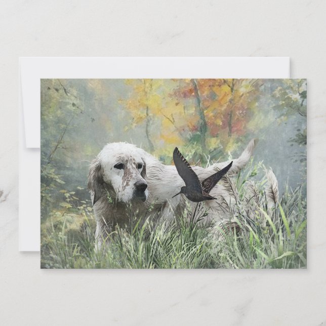 Convites English Setter , época de caça à galinha, Art (Frente)