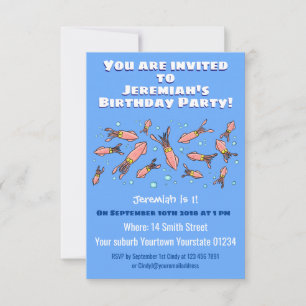 Convites Engraçada escola de lulas com desenhos animados