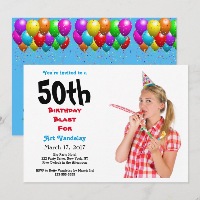 Convites Engraçado 50º aniversário (Frente/Verso)