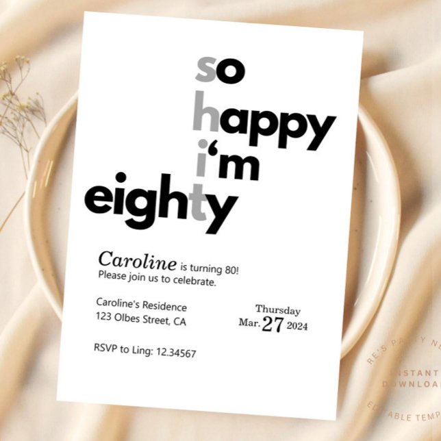 Convites Engraçado 80 Birthday Engraçado Humor Hilariary (Criador carregado)