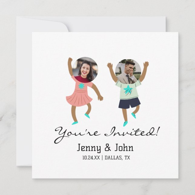 Convites Engraçado Adicionar Foto Personalizada Noiva e Cas (Frente)