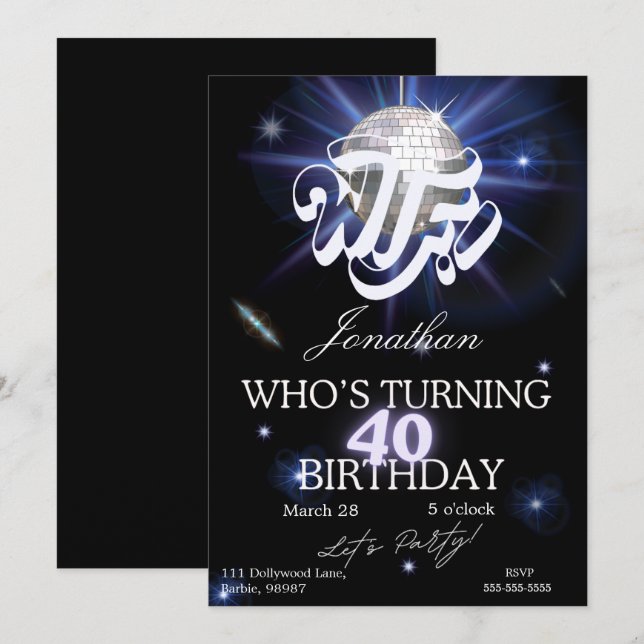 Convites Engraçado Aniversário de 40 anos ECA Quem está faz (Frente/Verso)