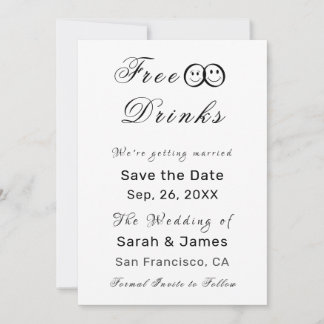 Convites Engraçado Bebidas Gratuitas Foto Casamento Salvar 