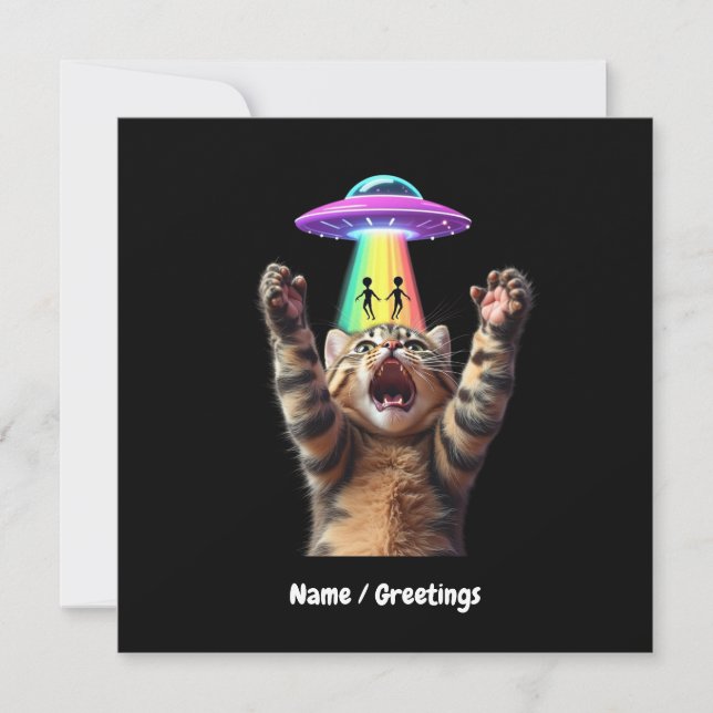 Convites Engraçado Cat Selfie Alienígena OFO Hilariable Per (Frente)