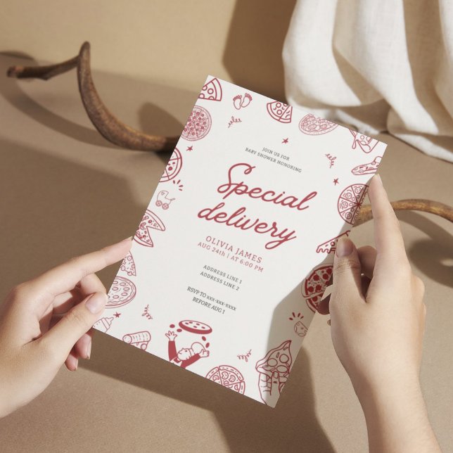 Convites Engraçado chá de fraldas especial de pizza (Criador carregado)