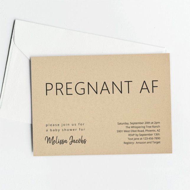 Convites Engraçado Chá de fraldas Grávida AF (Criador carregado)