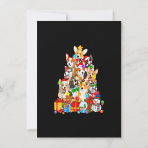 Convites Engraçado Corgi Árvore de Natal Luzes Dotadas Cach