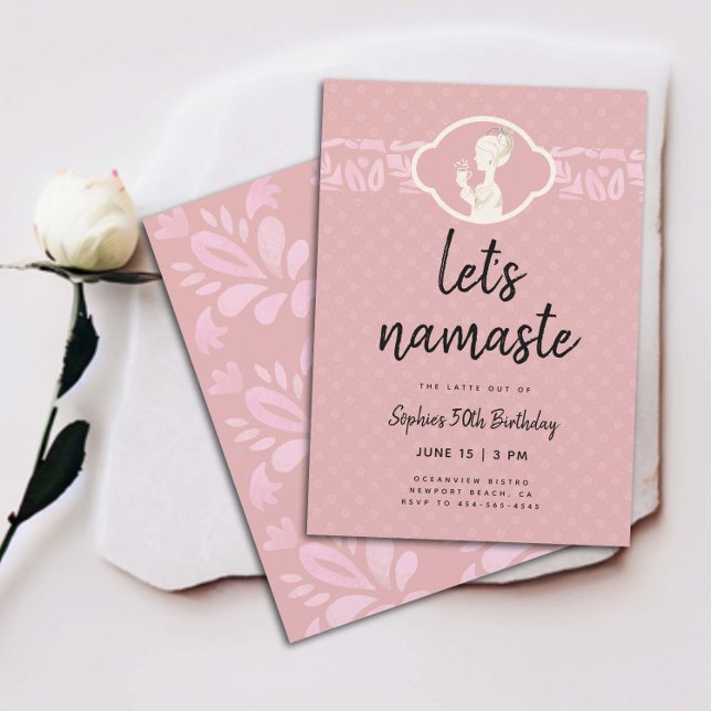 Convites Engraçado Deixa a Namaste Mulheres 50ª Festa de an (funny 50th birthday invitation for women coffee party namaste yoga joke clean elegant classy cute)