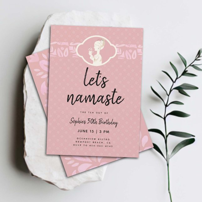 Convites Engraçado Deixa Namaste Mulheres 50º aniversário F (funny 50th birthday invitation for women tea party namaste yoga joke clean elegant classy cute)