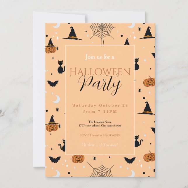 Convites Engraçado Design de Laranja de Halloween Spooky (Frente)