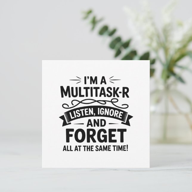 Convites Engraçado Eu Sou uma Multitarefa Dizendo Vida de M (Em pé/Frente)