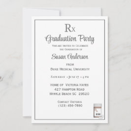 Convites Engraçado Festa de formatura de Rx Pílula Médica R