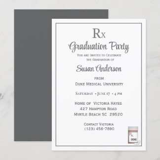 Convites Engraçado Festa de formatura de Rx Pílula Médica R