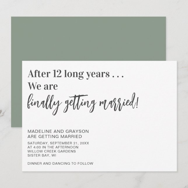 Convites Engraçado Finalmente Casar Casamento Casual (Frente/Verso)