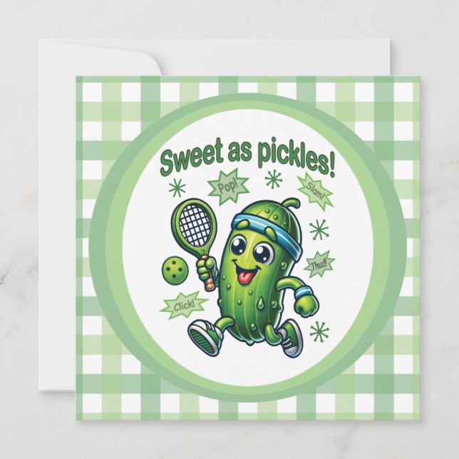 Convites Engraçado Fofo Doce como Picles Pickleball (Frente)