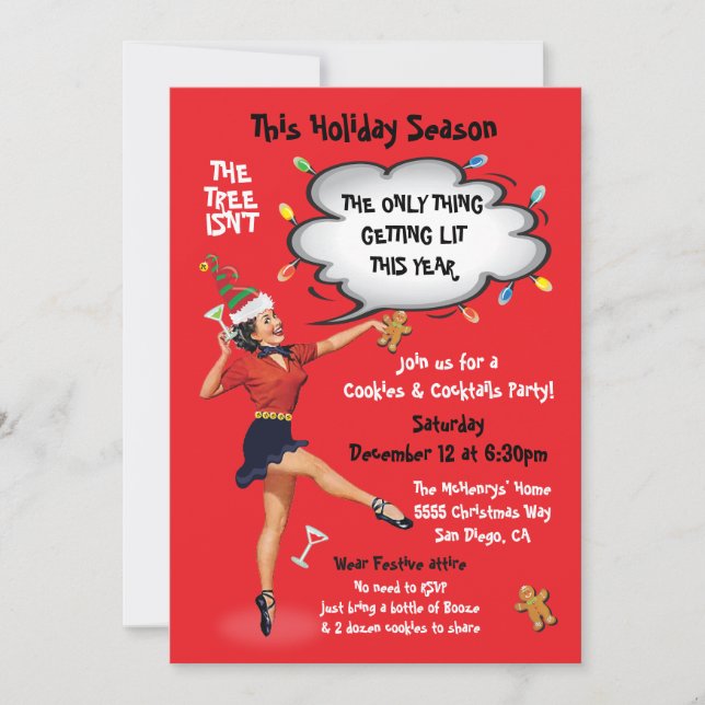 Convites Engraçado ganhar Cookies e Cocktails (Frente)