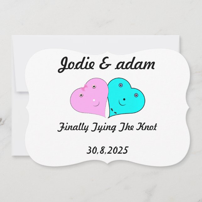 Convites engraçado mr & mrs Hearts (Frente)