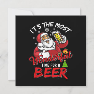 Convites Engraçado Natal Santa Claus Bebendo Beer Wonderfu