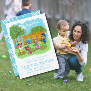 Convites Engraçado Oddball Bunny Páscoa Brunch e Ovo Hunt