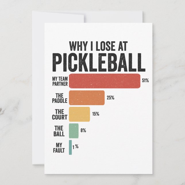 Convites Engraçado Pickleball Dink Esporte Por Que Eu Perde (Frente)