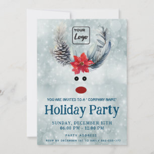Convites Engraçado poinsettia reindet logo feriado