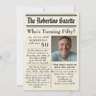 Convites Engraçado que está virando 50 jornais no 50º anive