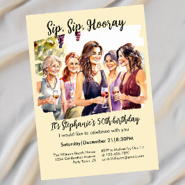 Convites Engraçado Queda Provando de vinho da mulher 50º an