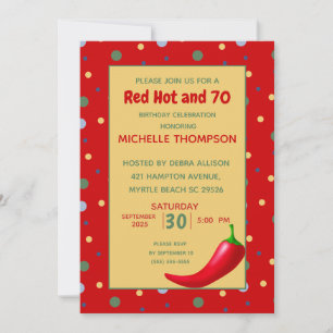 Convites Engraçado Red Hot 70 Birthday
