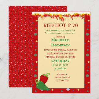 Convites Engraçado Red Hot 70 Birthday