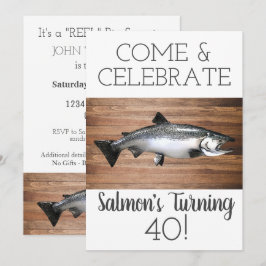 Convites Engraçado Salmão pescando Aniversário Masculino
