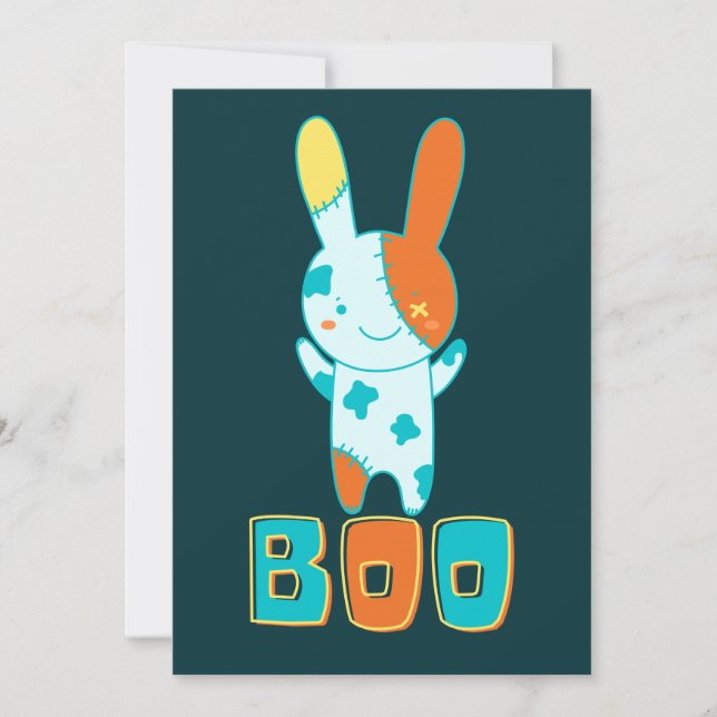 Convites Engraçado Spookie Bonito Halloween Kawaii Boo Bunn (Frente)