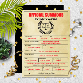 Convites Engraçado Subpoena Jurídica Festa de formatura da