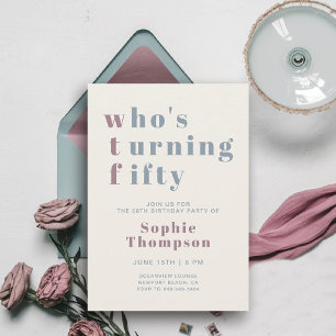Convites Engraçado WTF Mauve Dusty Blue 50ª Festa de aniver